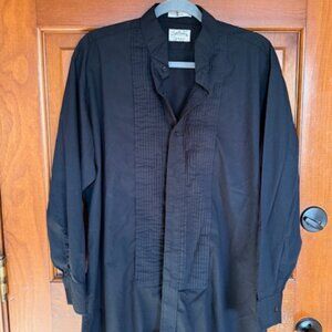 Southeastern L3 Black Tuxedo Shirt. 32/33, 16/16.5" neck. Wing Tip Collar,pleats